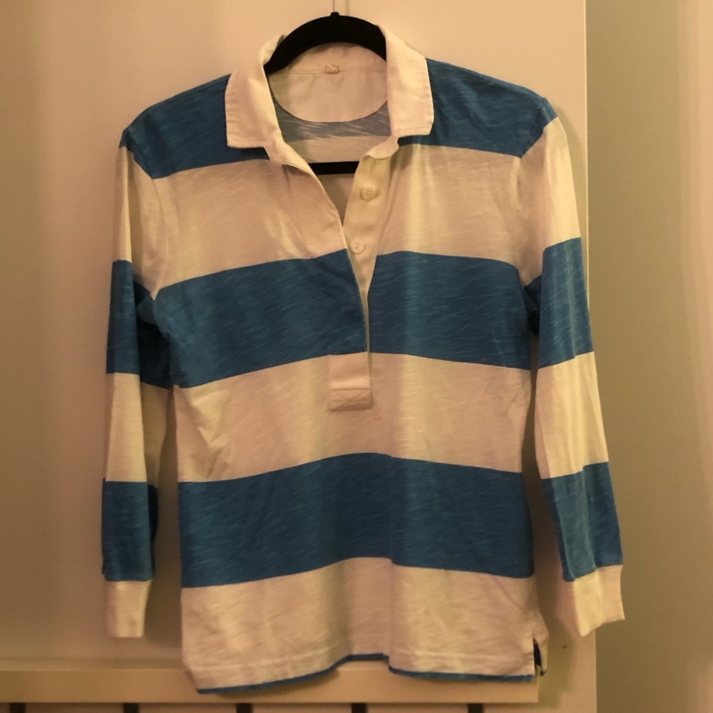 Lightweight JCrew striped 3/4 sleeve polo shirt!!